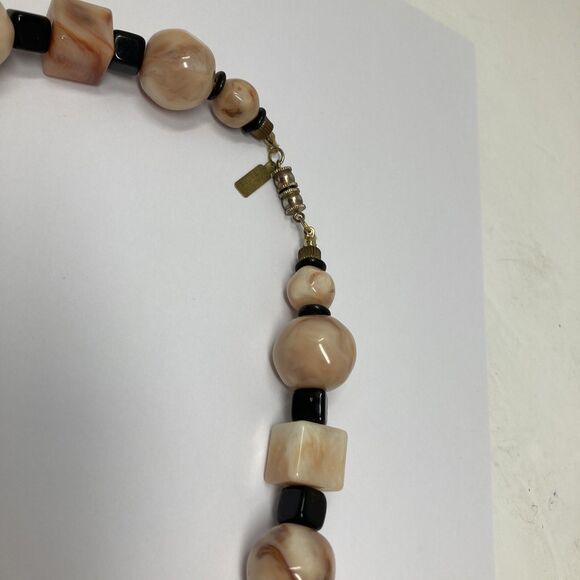 Pauline Rader Chunky Beaded Necklace Choker Style Vintage Earth tones & Black - Picture 7 of 11